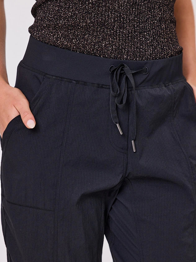 Navy & Co Brand Black pants with a drawstring waist on a white background